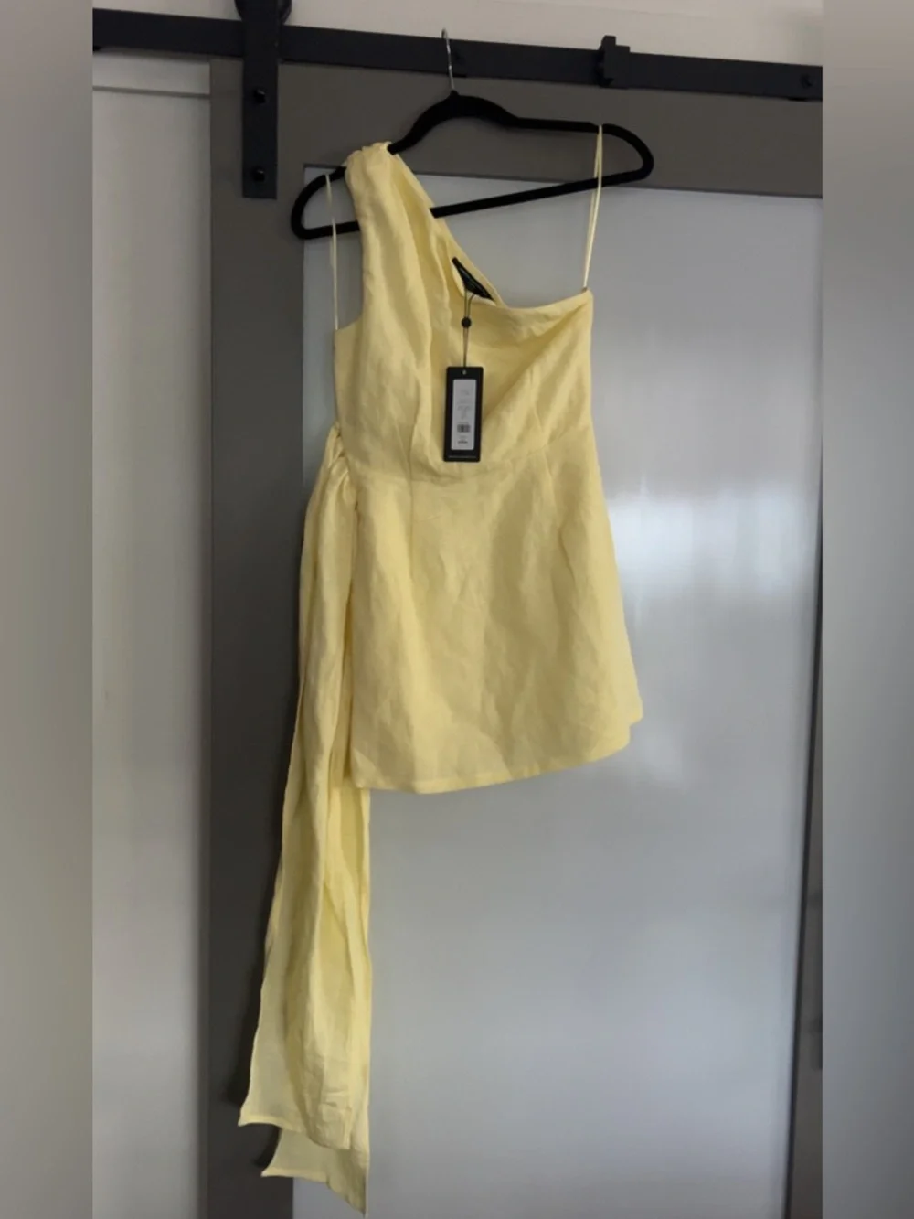 NEW FRENCH CONNECTION birdie linen tie dress in butter - Picture 7 of 10